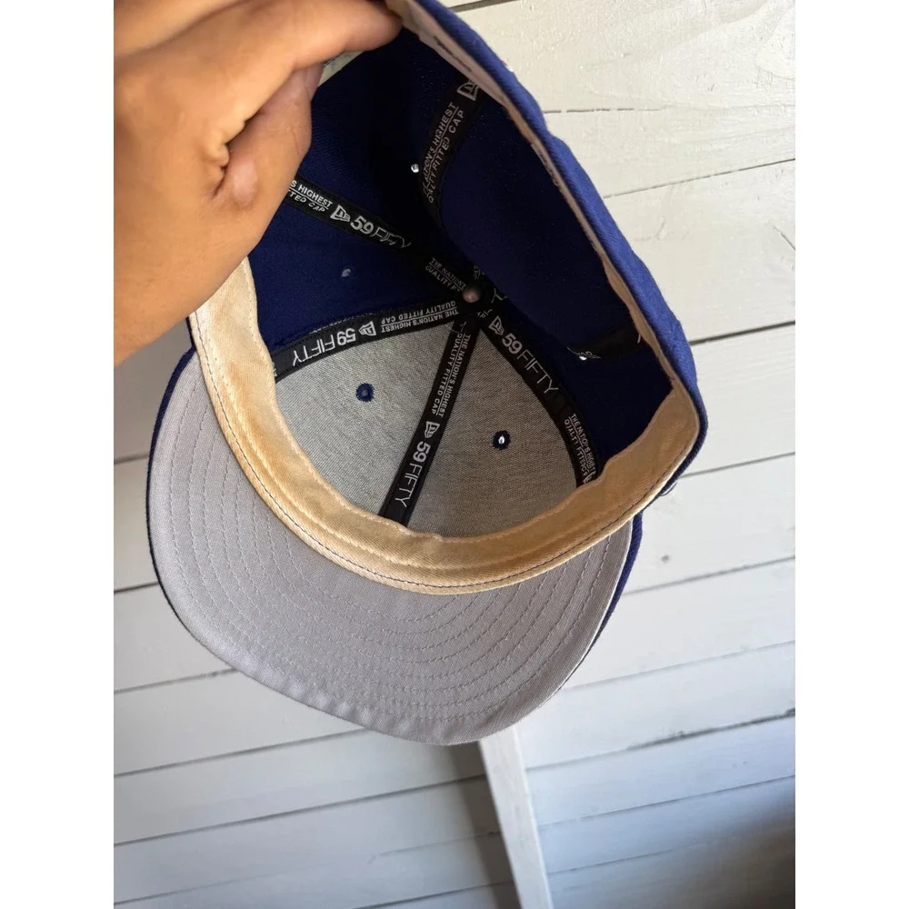Vintage New Era 59FIFTY Chicago Cubs Fitted Hat 7 3/8 Diamond Collection Navy